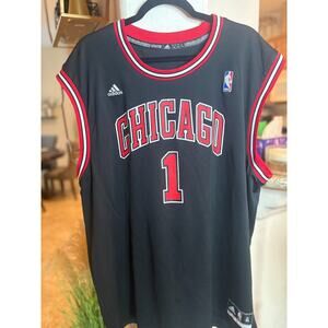 Derrick Rose #1 Chicago Bulls NBA Basketball Jersey Adidas Size XL Black RARE